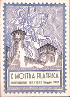 1947-MONTICHIARI I^ Mostra Filatelica Timbro Gomma Viola Su Cartolina Annullata  - Tentoonstellingen