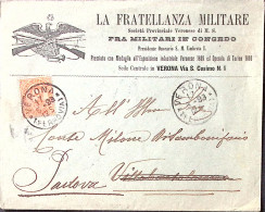 1893-VERONA La Fratellanza Militare Busta Con Intestazione A Stampa Viaggiata - Poststempel