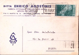 1947-AVVENTO REPUBBLICA Lire 3 (568) Isolato Su Cartolina Milano (16.2) - 1946-60: Marcophilia