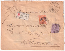 1886-Effigie C.20 E 50 (39+42) Su Raccomandata Padova (13.1) - Storia Postale