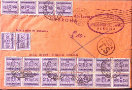 1947-Segnatasse Coppia, Striscia Quattro E Blocco Quattordici C. 50 (79) Apposti - 1946-60: Marcophilia