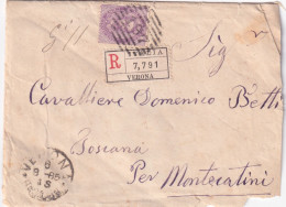 1885-effigie C.50 (42) Isolato Su Raccomandata Verona (6.8) - Poststempel