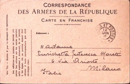 1918-Francia TRESOR ET POSTES C.2 (12.6) Su Cartolina Franchigia Da Militare Ita - Guerra De 1914-18