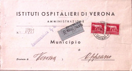 1946-Imperiale Senza Fasci Coppia Lire 5 Su Piego Racc. Verona (15.6) - Marcofilie