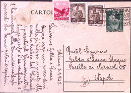 1947-Democratica C.80 E Due 20 (544+549) Su Cartolina Postale Lire 2 (C130) Mila - 1946-60: Marcophilia
