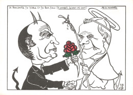 & Politique Caricature Mitterrand Pape La Rencontre Du Diable Et Du Bon Dieu Illustration Lardie Illustrateur - Satirisch