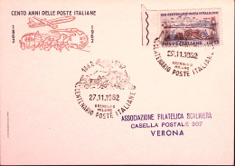 1962-Brennero-Milano/100 Poste Italiane (27.11) Annullo Speciale Su Cartolina - 1961-70: Marcofilie
