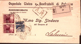 1950-Democratica Lire 1 E Coppia Lire 20 Su Piego Raccomandato Palermo (13.3) - 1946-60: Marcophilia