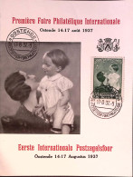 1937-Belgio 1 Fiera Internazionale Filatelica Ostende Annullo Speciale (17.8) Su - Andere & Zonder Classificatie