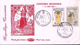 1963-Tunisia Costumi Regionali M.15 E 60 Fdc - Tunisie (1956-...)