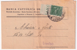 1944-Monumenti C.25 Isolato Su Biglietto Treviso (11.7) Per Citta' - Marcophilie