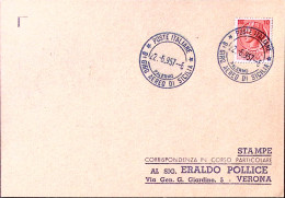 1957-9^ GIRO AEREO DI SICILIA/PALERMO (22.6) Annullo Speciale Bluastro Su Cartol - Airmail