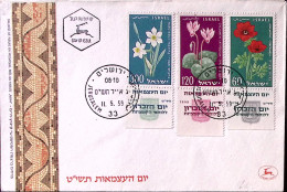 1959-Israele Anno Nuovo FIORI Serie Cpl. (157/0 Con Bandelletta) Su Fdc - FDC
