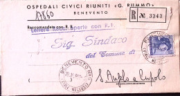 1963-Michelangiolesca Lire 115 Isolato Su Piego Raccomandato Benevento (29.10) - 1961-70: Marcofilie