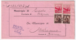 1946-Democratica Due C.80 E Due C.20 Su Piego Tariffa Ridotta Sindaci Edolo (13. - 1946-60: Marcophilia