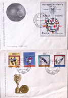 1966-POLONIA Campionato Mondiale Calcio '66 Serie Cpl. (1822/9+FG.44) Tre Fdc - FDC