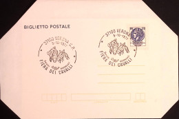 1977-VERONA Fiera Dei Cavalli (5.10) Annullo Speciale Su Biglietto Postale Non V - 1971-80: Marcophilia