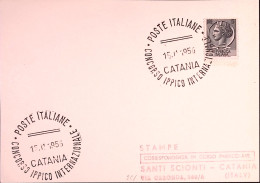 1956-CATANIA Concorso Ippico Internazionale (15.11) Annullo Speciale Su Cartolin - 1946-60: Marcophilia