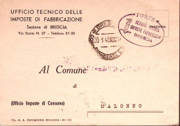 1945-RSI Ovale Con Fascio SEZIONE TECNICA/IMPOSTE FABBRICAZ/BRESCIA Su Cart Bres - Marcophilia