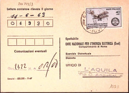 1969-50 FRANCOBOLLO Posta Aerea Lire 40 Isolato Su Cartolina - 1961-70: Marcofilie