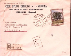 1969-Floreale Lire 170 Isolato Su Cartolina Raccomandata Medicina (6.10) - 1961-70: Marcofilie