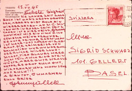 1965-Michelangiolesca Lire 40 Isolato Su Cartolina (Trieste) Per La Svizzera - 1961-70: Marcophilia