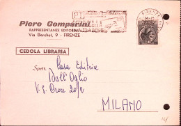1962-Siracusana Lire 5 Isolato Su Cedola Commissione Libraria, Fori D'archivio - 1961-70: Marcophilia