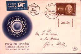 1956-Israele Einstein (110 Con Bandelletta) Fdc Viaggiata Per Italia - FDC