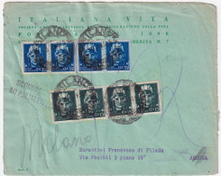 1945-Imperiale Senza Filigrana Strisce Di Quattro C.15 E C.35 (526/7) Su Busta M - Marcophilie