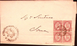 1876-SERVIZIO DI STATO Blocco Di Quattro C.0,05 Su Piego Verona (25.11) - Marcophilie