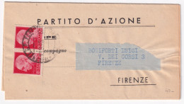 1945-Imperiale Senza Fasci Coppia C.20 (529) Su Stampe Firenze (13.9) - Marcophilie