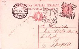 1914-MONTICHIARI Tondo Riquadrato (6.3) Su Cartolina Postale Leoni C.10 (mill. 1 - Entiers Postaux