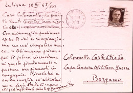 1943-LUBIANA Mecc. Bilingue (20.6) Su Cart. Ill - Ljubljana