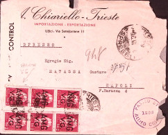 1946-AMG-VG 2 Striscia 3 Lire 2 Su Espresso Trieste (9.6) VARIETA' (taglio Chiru - Marcophilia