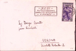1951-AMG-FTT Targhetta CONCORSI GINNICI INTERN FIRENZE (25.4) - Poststempel
