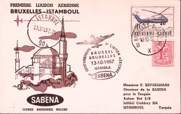 1957-Belgio I^volo SABENA Bruxelles-Istanbul - Luftpost