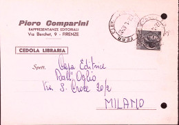1962-Siracusana Lire 5 Isolato Su Cedola Commissione Libraria Fori Archivio - 1961-70: Marcophilia