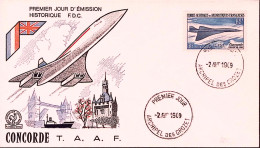 1969-Antartico Francese Supersonico Concorde Su Fdc - 1961-70: Marcophilia