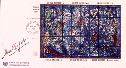 1967-NAZIONI UNITE Vetrata Marc Chagall Foglietto Cpl Fdc - Andere & Zonder Classificatie