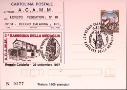 1997-REGGIO CALABRIA Rassegna Della Medaglia Cartolina Postale IPZS Lire 750 Ann - Postwaardestukken