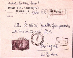 1948-Democratica Lire 50 (564) Isolato Su Raccomandata Senigallia (2.11) - 1946-60: Marcophilie