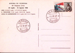 1968-VERONA ARENA Programma1968 Riproduzione Cartolina Programma1913-annullata - Musik