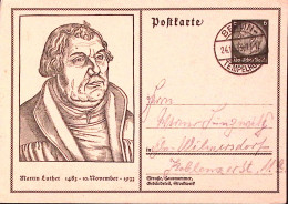 1933-GERMANIA REICH Cartolina Postale P.6 Martin Lutero Viaggiata - Covers & Documents