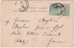 1902-India Cartolina Di Agra Diretta A Genova Con Bollo Sea Post Office - India