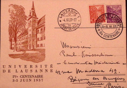 1937-Svizzera SUISSE 400 Universita' Di Losanna (3.5)) Ann. Spec. Su Cartolina P - Andere & Zonder Classificatie