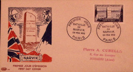 1952-Francia FRANCE Battaglia Narvik (922) Fdc - 1950-1959