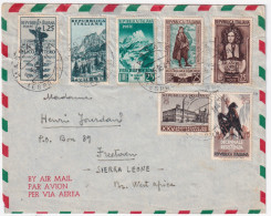 1954-Affrancatura Di Sette L.25 Per La Sierra Leone.Rara Destinazione Con Valori - 1946-60: Marcophilie