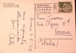 1952-Svizzera SUISSE Settimana Intern. Musica/Lucerna (5.8) Ann. Targhetta - Andere & Zonder Classificatie