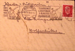 1930-GERMANIA REICH 15 Giochi Sportivi Mannheim (16.7) Ann. Su Busta Affr. Riann - Brieven En Documenten