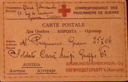 1917-PRIGIONIERI GUERRA Cartolina Risposta Croce Rossa Ginevra (ms 6.12) Diretta - Rotes Kreuz